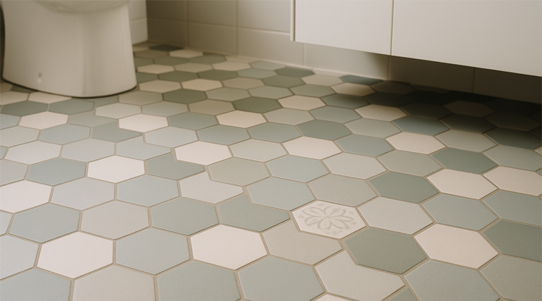 Stylish Budget Hexagon Tiles in the bathroom