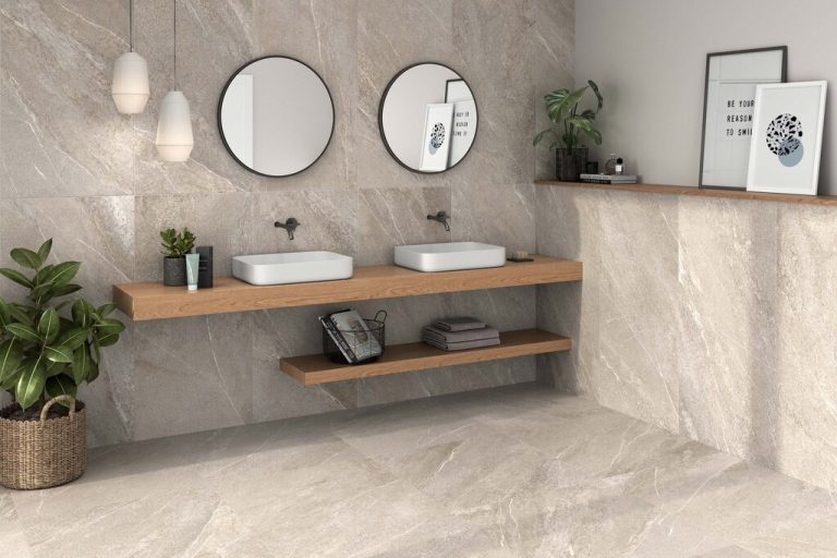 Bathroom porcelain wall floor tile double vanity
