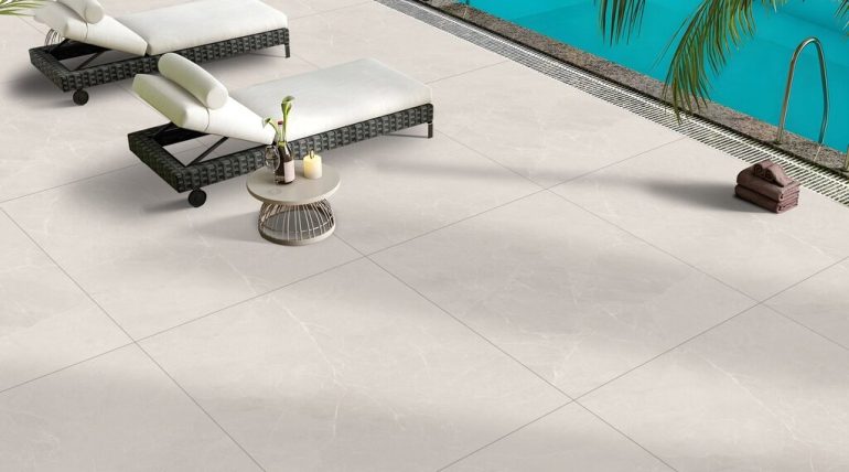 Outdoor porcelain pavers pool deck