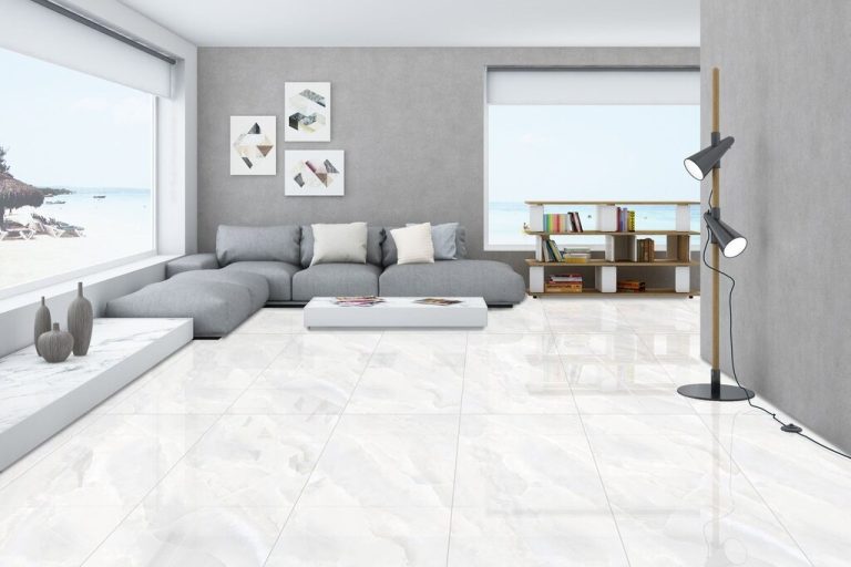 Polished porcelain tile floor ocean view